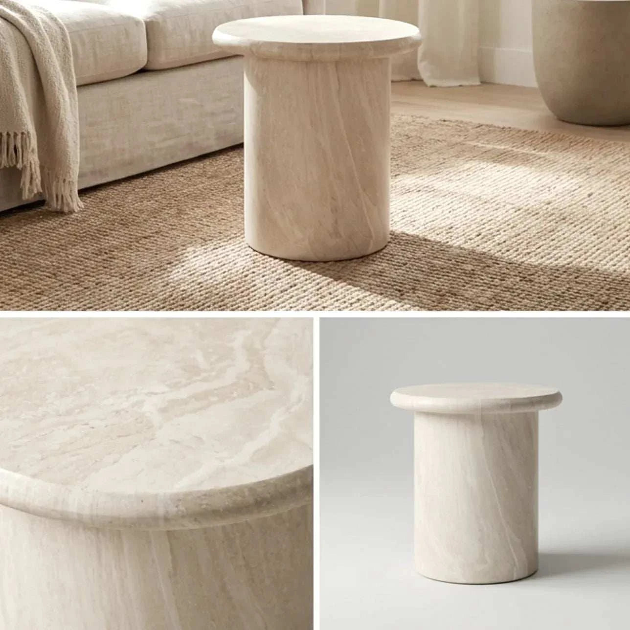 Interior Ave - Nobu Sculptural Stone Side Table - Matte Natural Stone