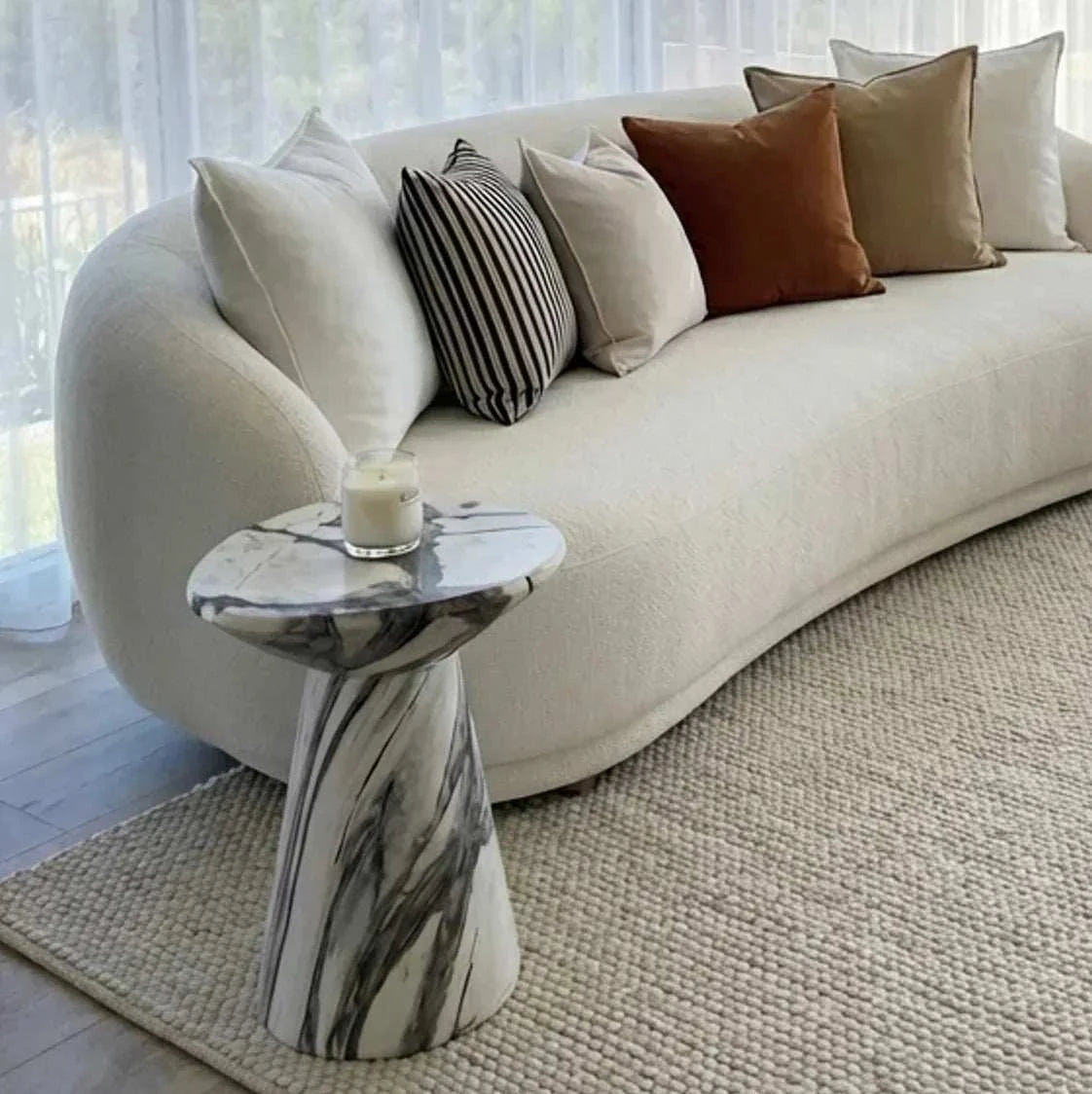 Interior Ave - Veneta Stone Side Table - Panda Marble Finish