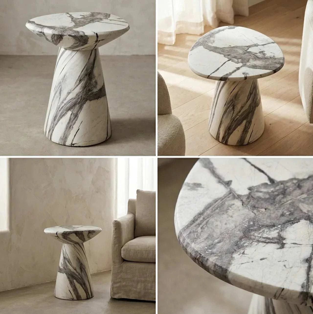 Interior Ave - Veneta Stone Side Table - Panda Marble Finish