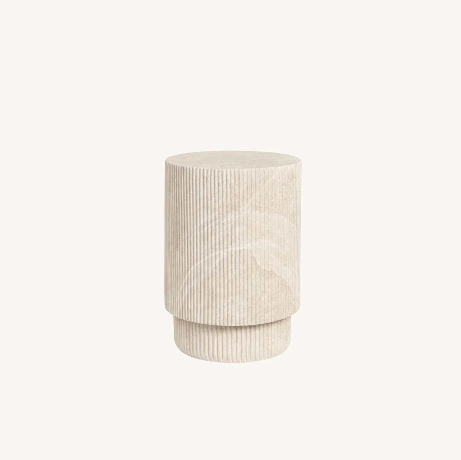 Interior Ave - Vera Fluted Stone Side Table - Matte Natural Stone