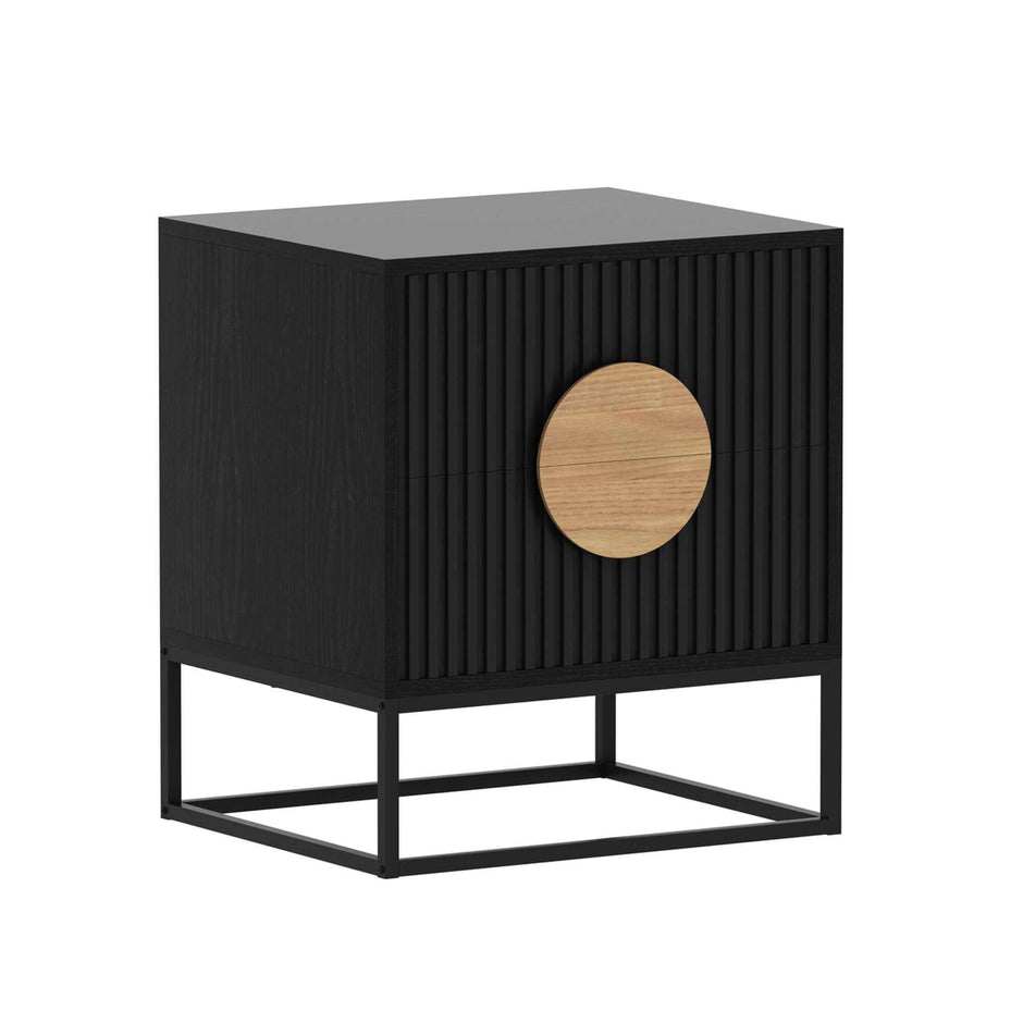 black fluted bedside table