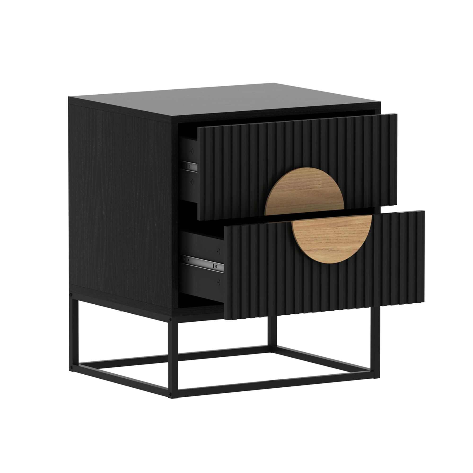 black fluted bedside table