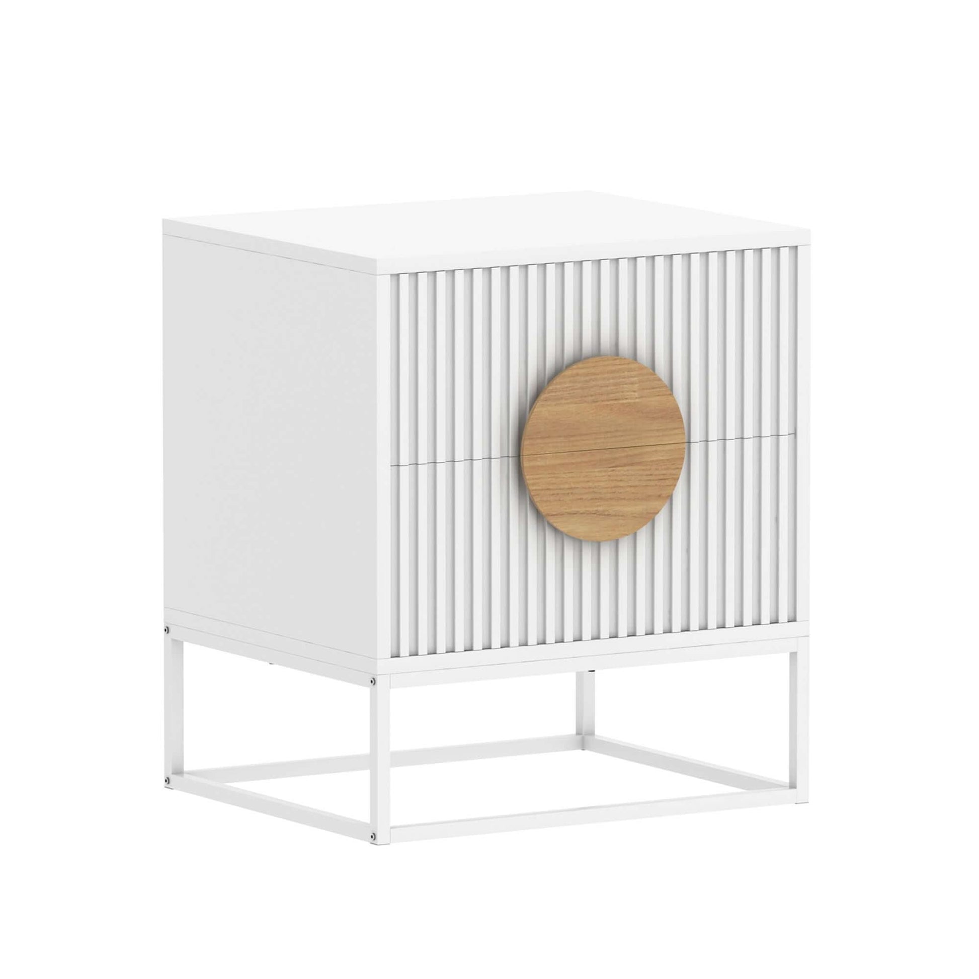 Belmonte Fluted White Bedside Table