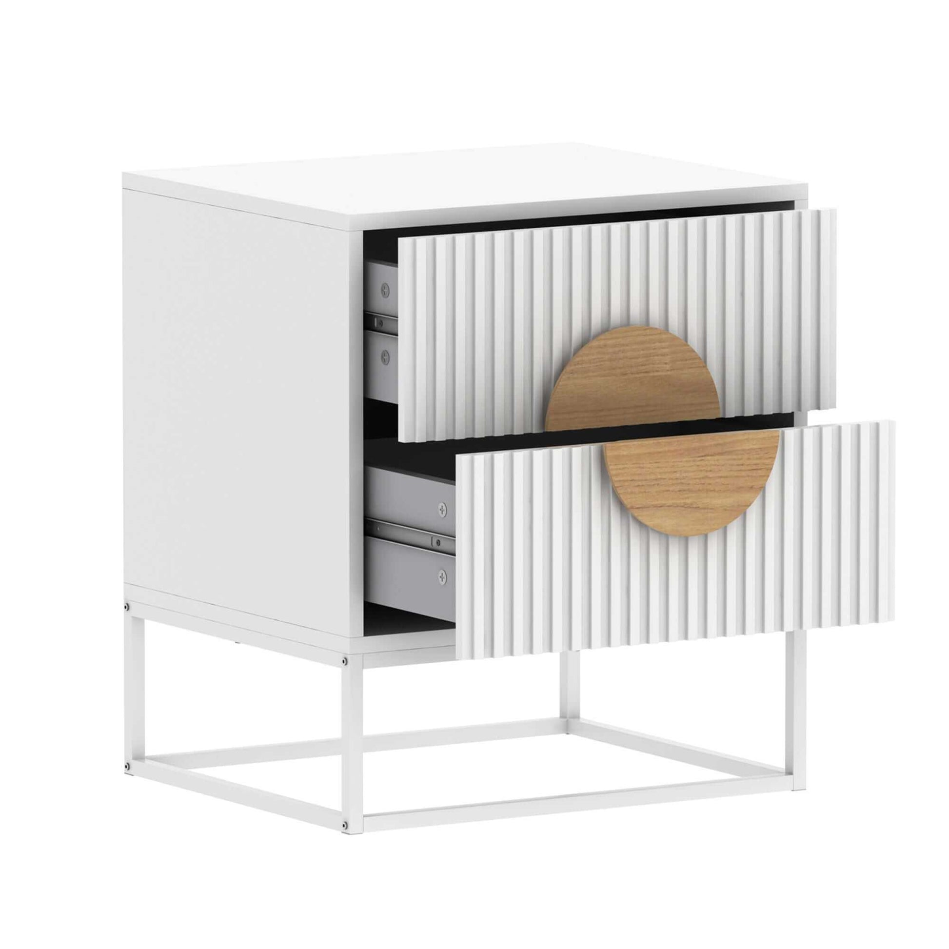 Belmonte Fluted White Bedside Table