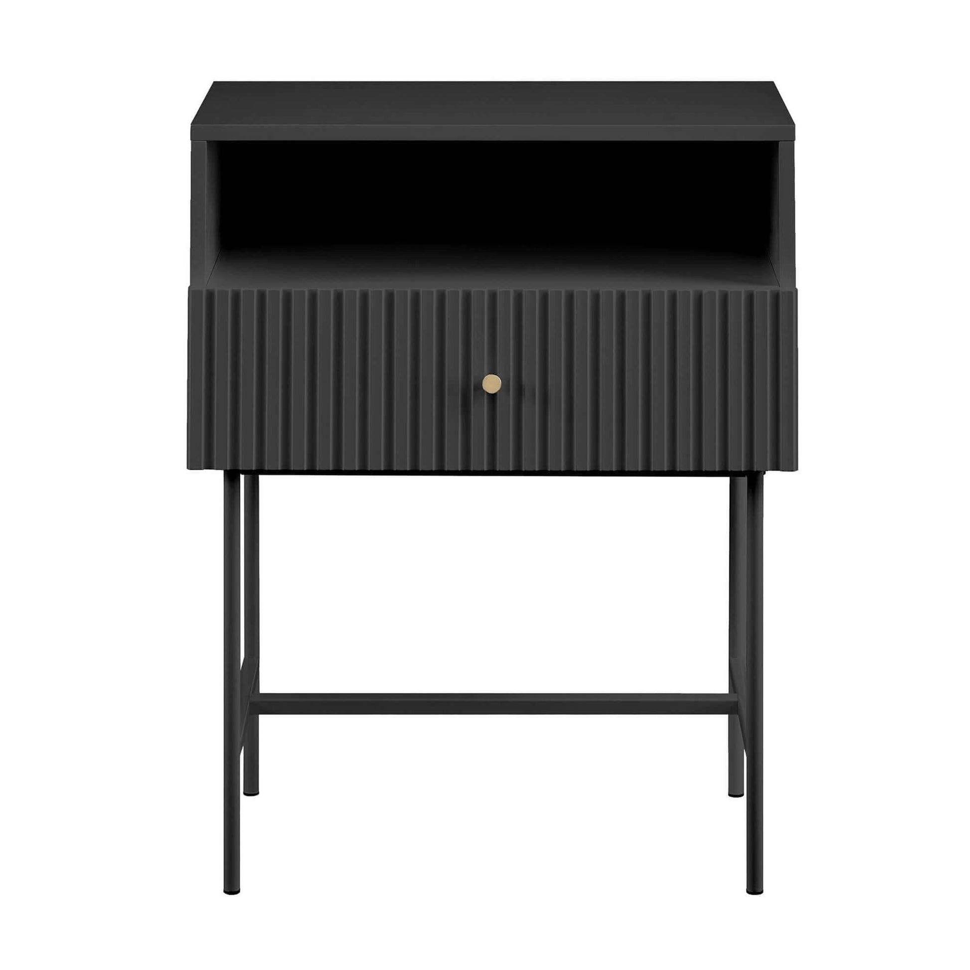 Lucia Slender Fluted Nightstand in Black