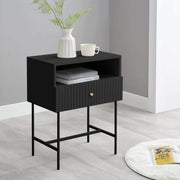 Lucia Slender Fluted Nightstand in Black