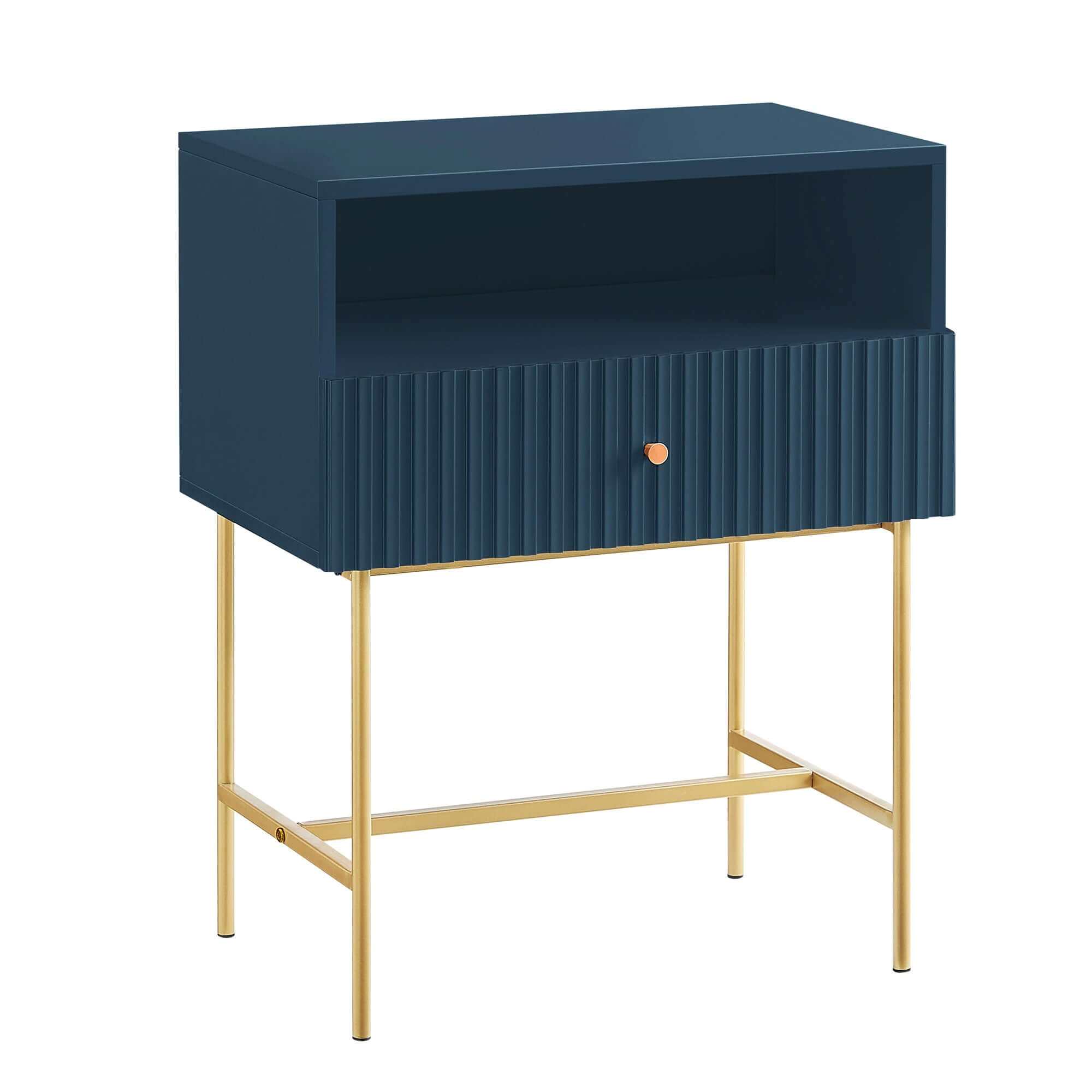 Lucia Slender Fluted Blue Bedside Table