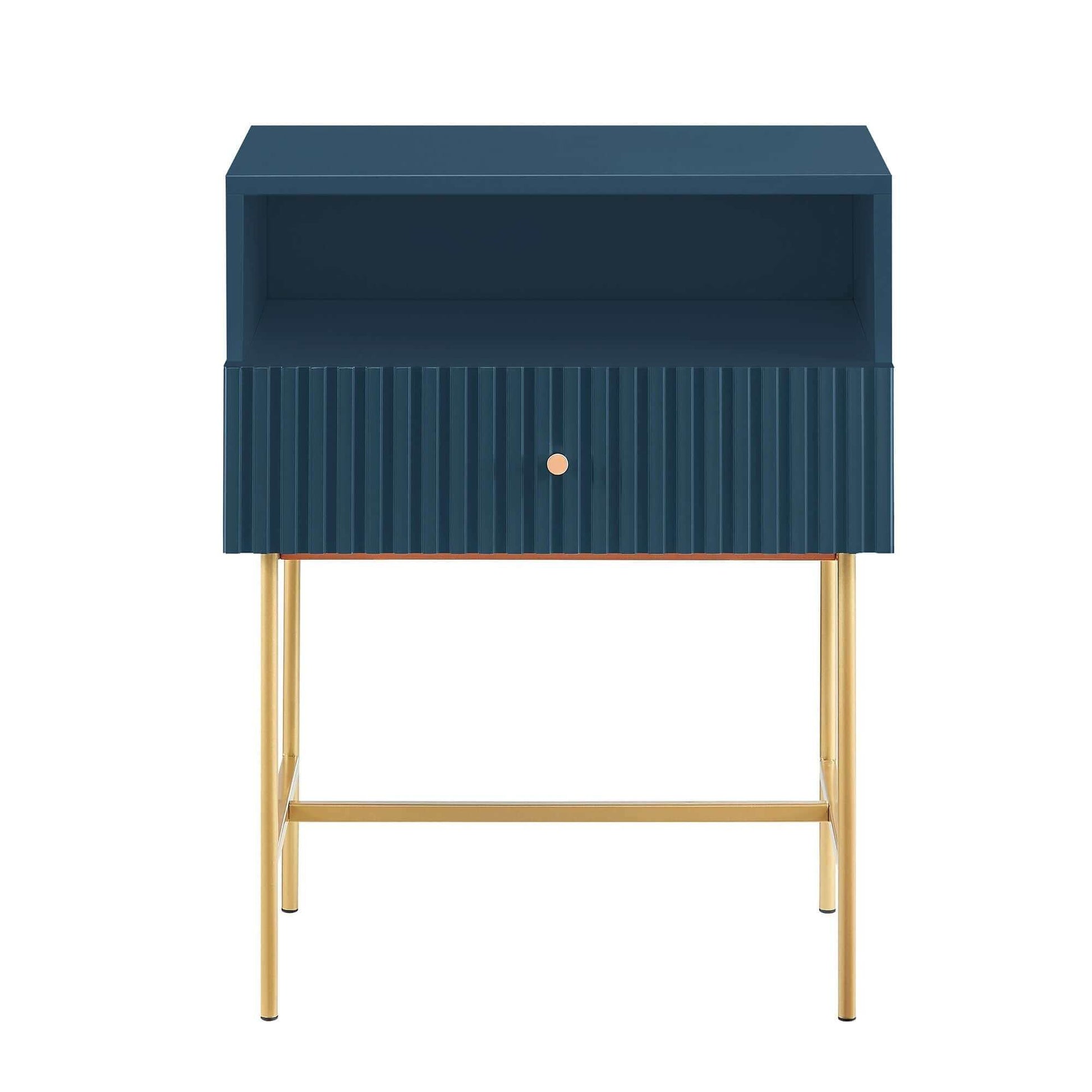Lucia Slender Fluted Blue Bedside Table