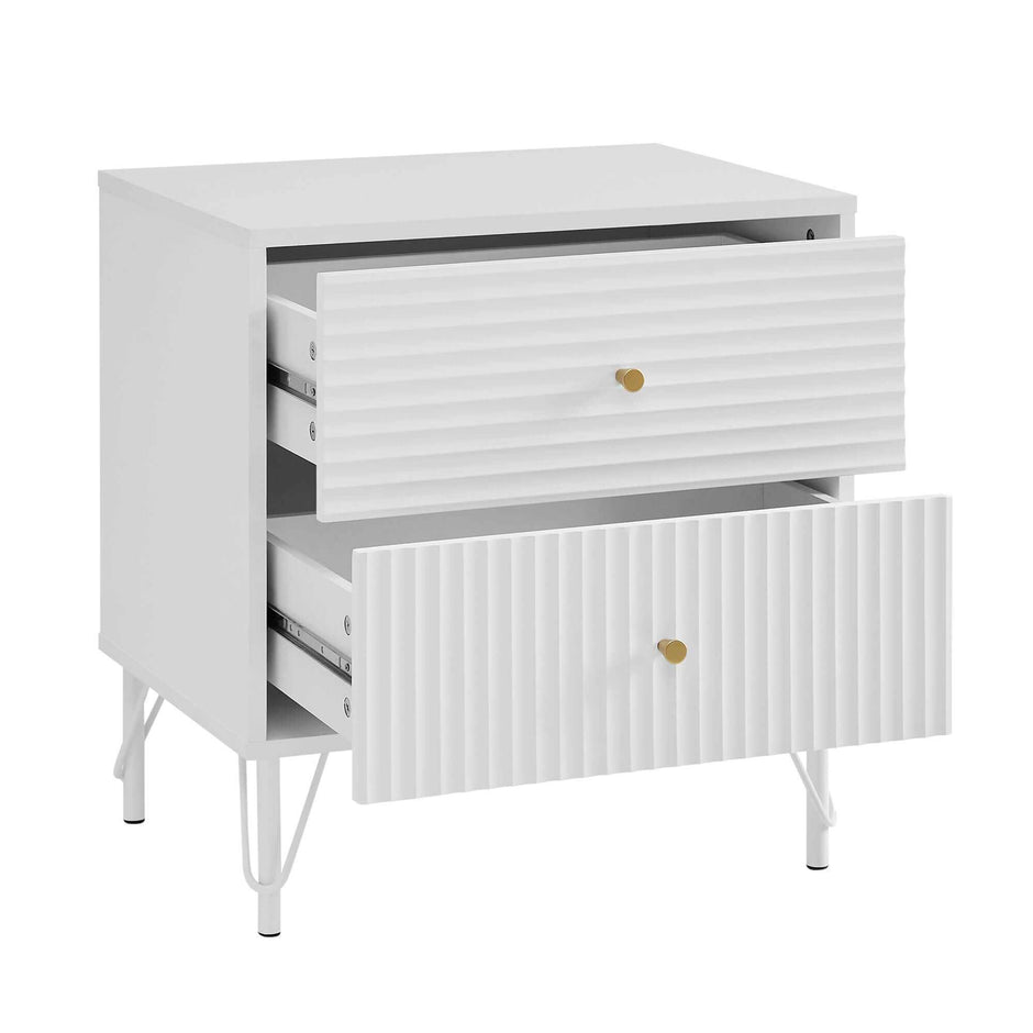 white two drawer nightstand