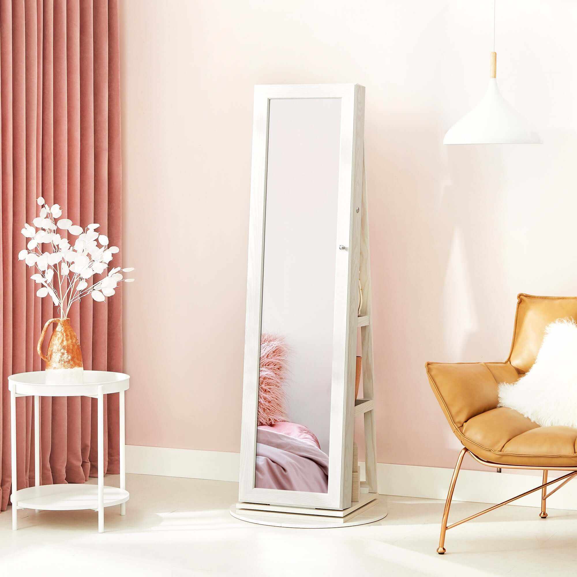 SONGMICS Freestanding Mirror With Jewellery Storage Cabinet