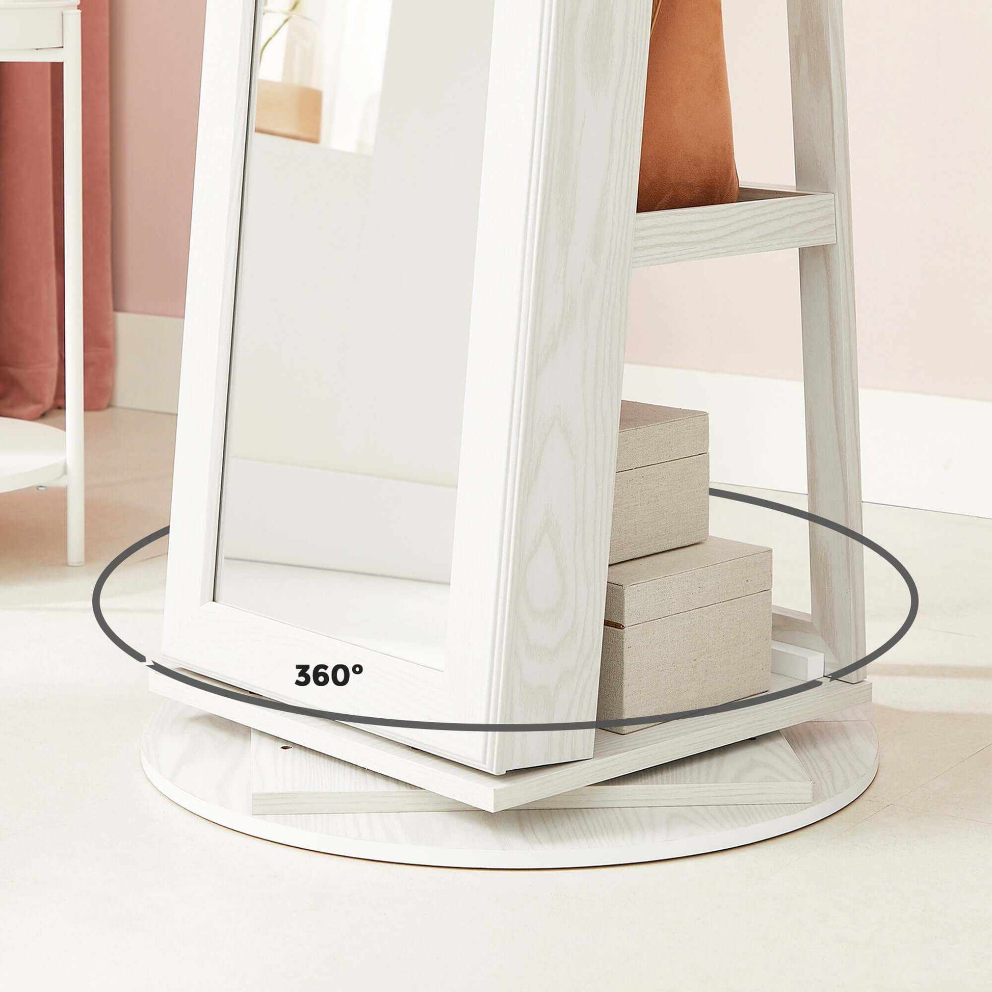 SONGMICS Freestanding Mirror With Jewellery Storage Cabinet