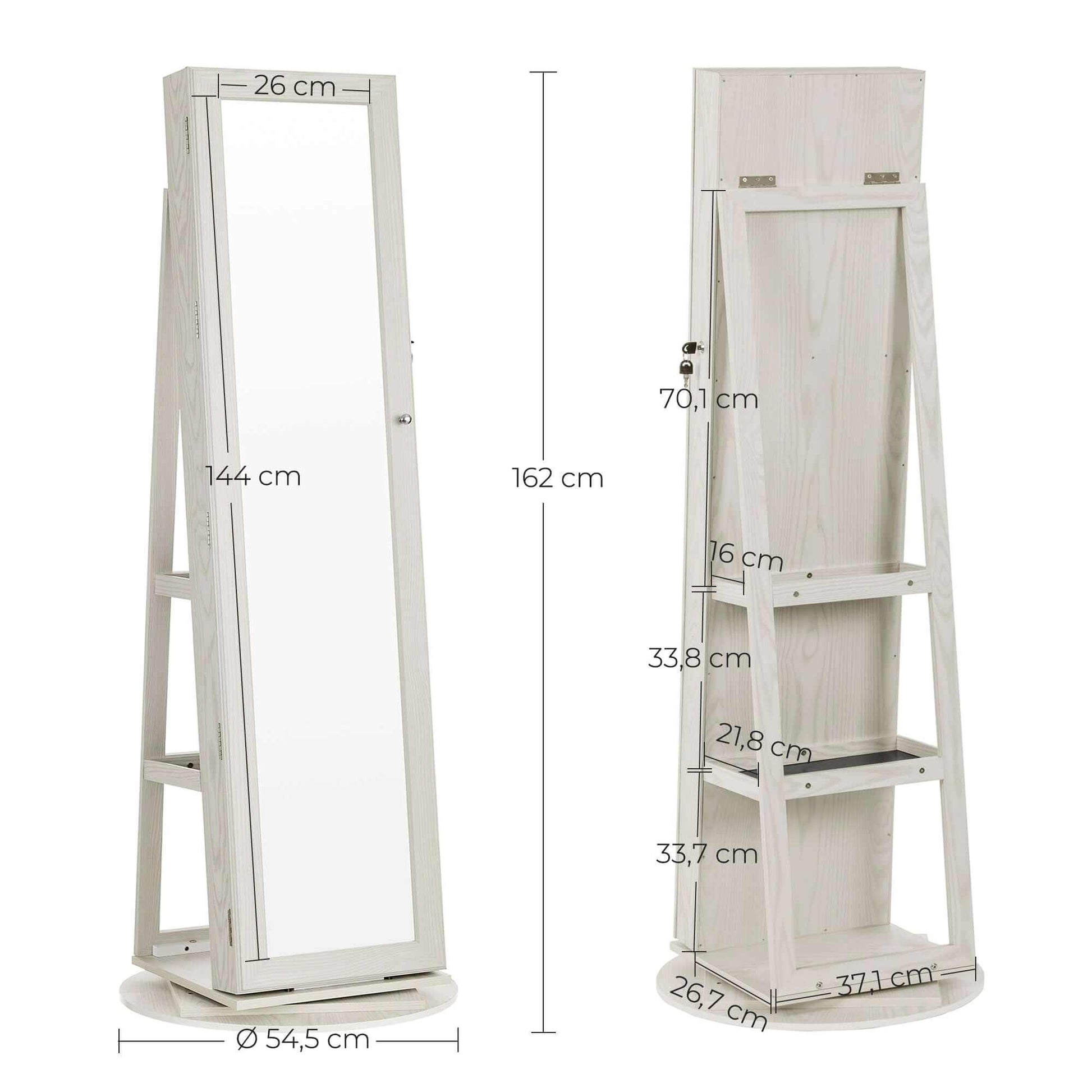SONGMICS Freestanding Mirror With Jewellery Storage Cabinet