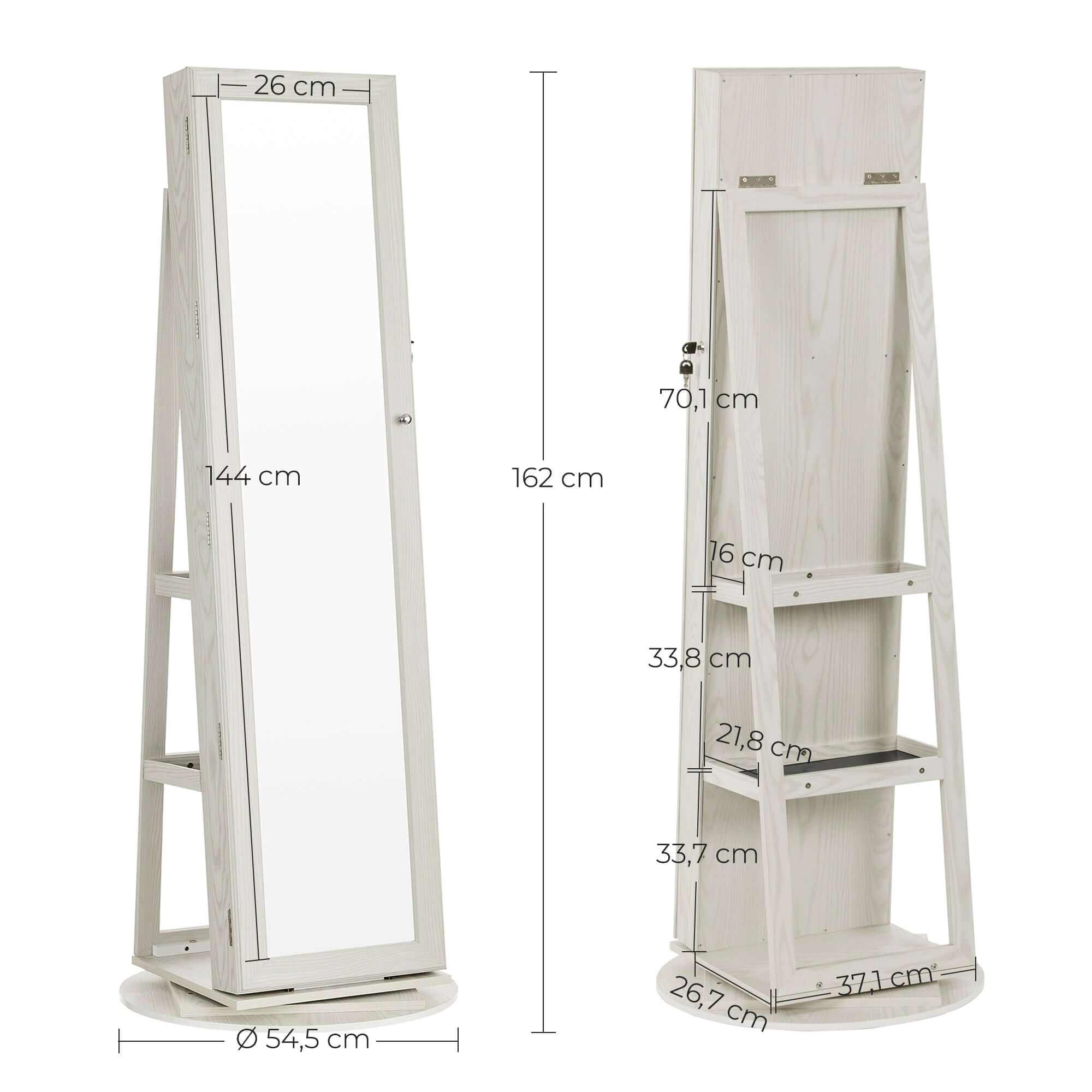 SONGMICS Freestanding Mirror With Jewellery Storage Cabinet