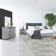Copper 4 Pcs Fabric Queen Size Bedroom Sets with Dresser