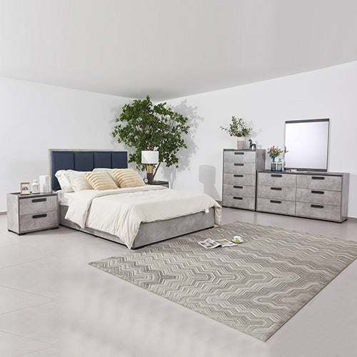 Fabric Upholstery 5 Pcs Bedroom Sets Queen