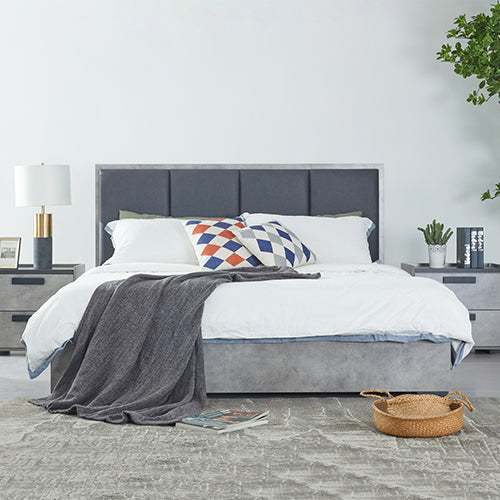 Fabric Upholstery 5 Pcs Bedroom Sets Queen