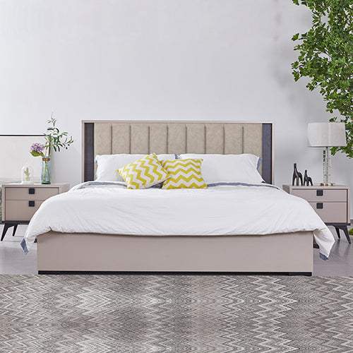 Queen 4 Pcs Bedroom Suite with Tallboy Fabric Upholstery MDF Combinati