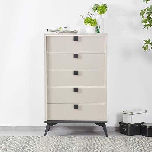 Queen 4 Pcs Bedroom Suite with Tallboy Fabric Upholstery MDF Combinati