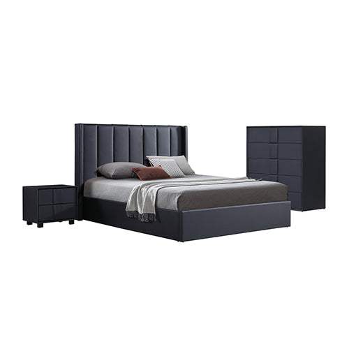 Prado 4pc Modern Queen Bed Frame With Bedside and Tallboy