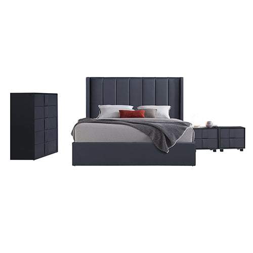 Prado 4pc Modern Queen Bed Frame With Bedside and Tallboy