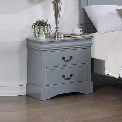 4 Pieces Bedroom Suite in Solid Wood & MDF King Size Grey Colour Bed, Bedside Table & Dresser