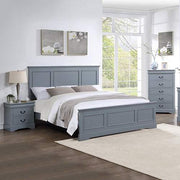 4 Pieces King Size Bedroom Sets in Solid Wood - Grey