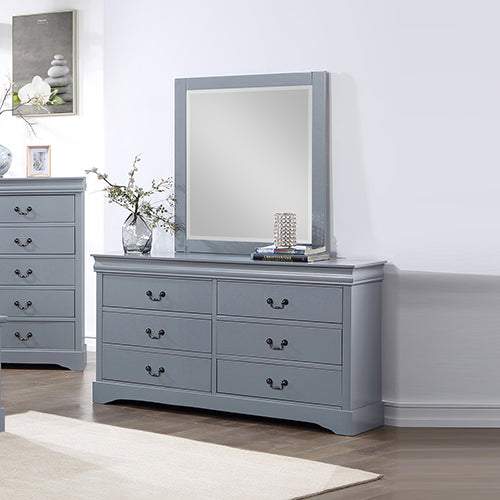 5 Pieces King Bedroom Suite in Solid Wood - Grey Colour