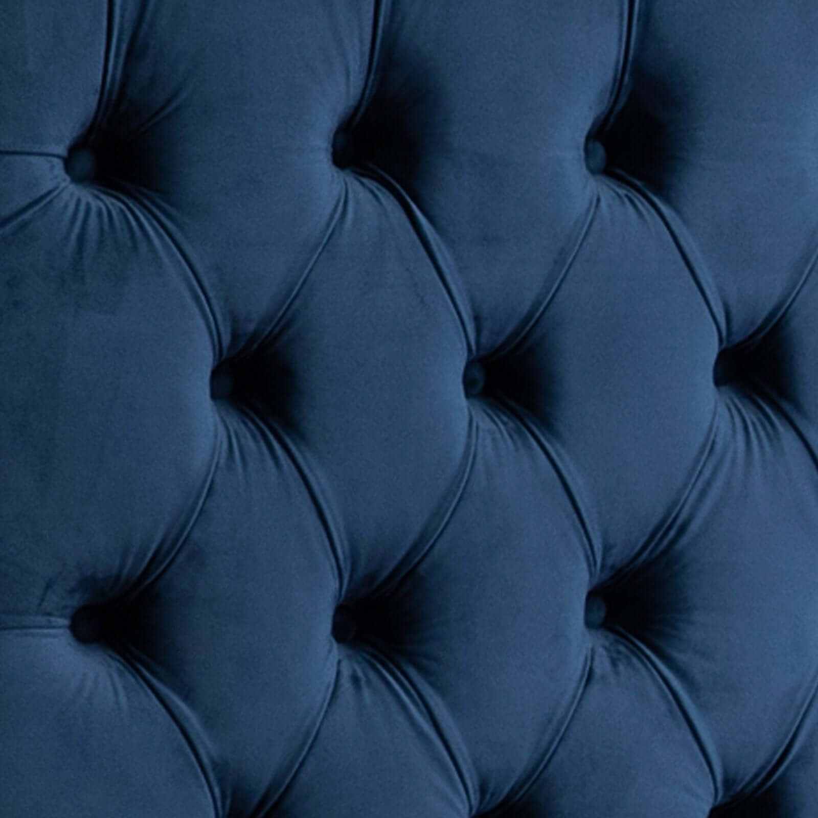 Anna Upholstered Deep Blue Colour Velvet Bed Frame Queen Size