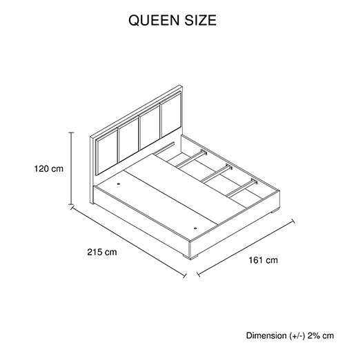 Queen Bed Frame Fabric Upholstery MDF in Cement Colour