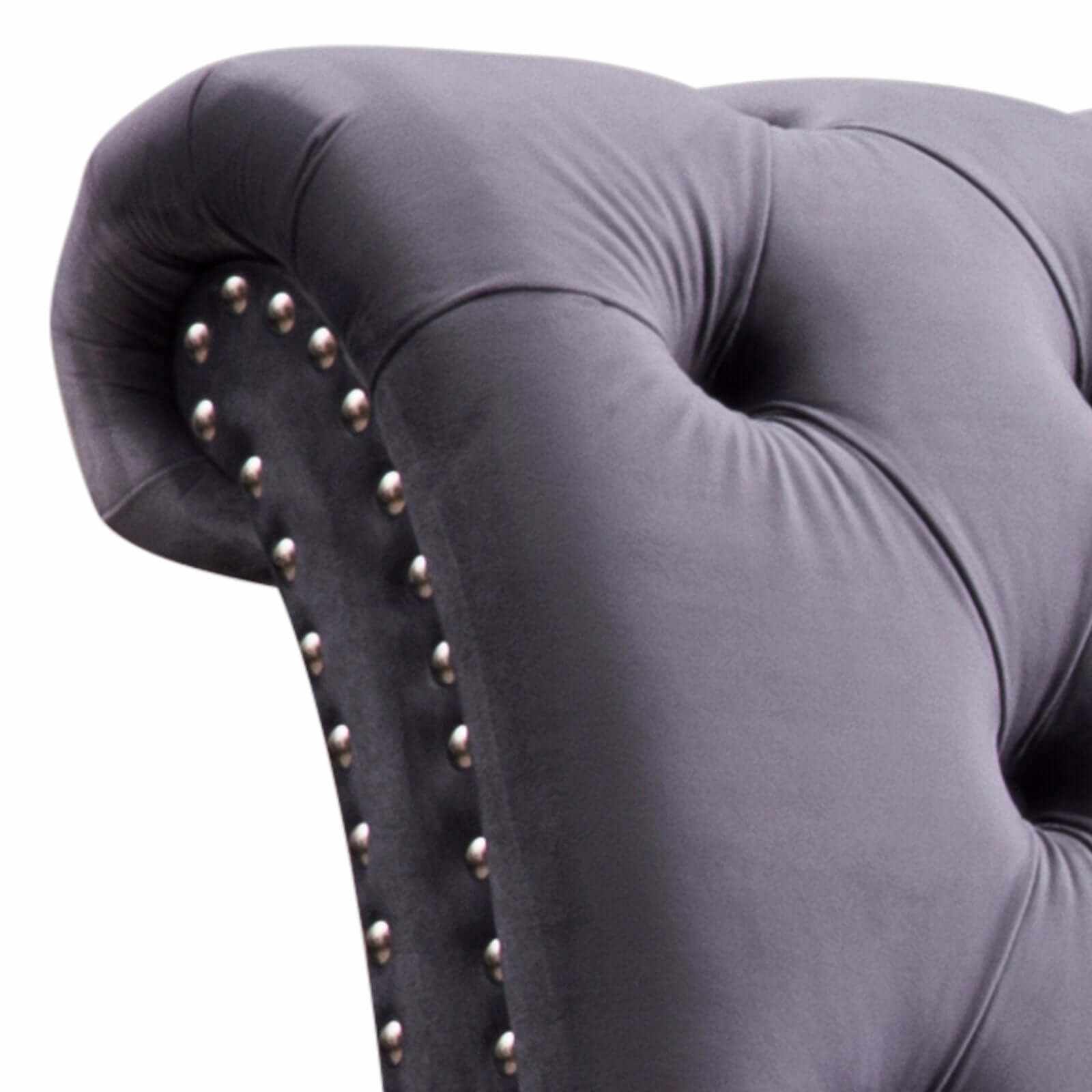Elsa Velvet King Size Bed Grey Colour Tufted Headboard And Footboard