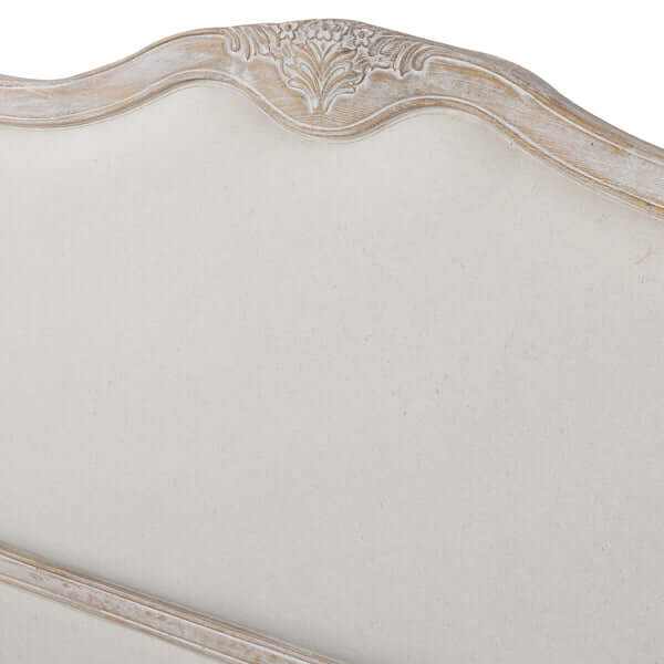 Lille King Bed Frame Linen Fabric Oak Wood White Washed Finish