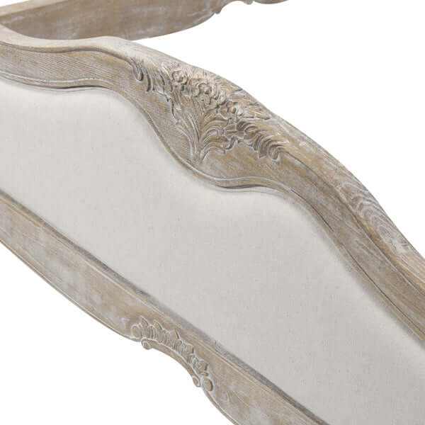 Lille King Bed Frame Linen Fabric Oak Wood White Washed Finish