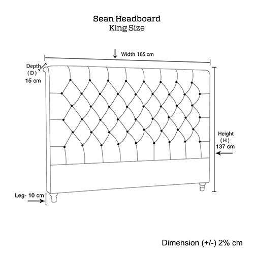 Bed Head King Size French Provincial Headboard Upholsterd Fabric Beige