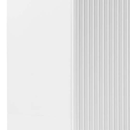 Buffet Ceramic Table Top MDF Cabinet Storage Stainless Steel In White