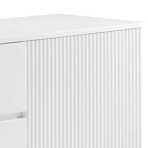 Buffet Ceramic Table Top MDF Cabinet Storage Stainless Steel In White