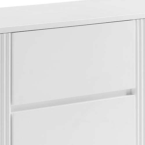 Buffet Ceramic Table Top MDF Cabinet Storage Stainless Steel In White