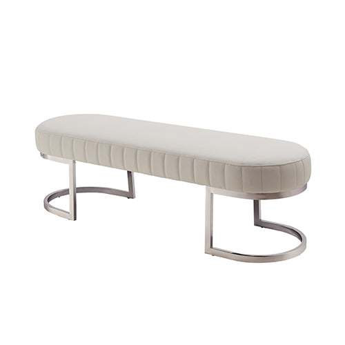 Hilda Bench Chair Air Leather Padded Upholstered Seat Polished Stainle