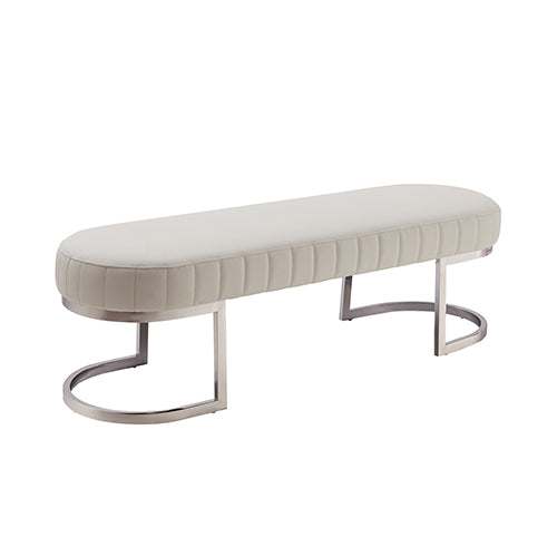 Hilda Bench Chair Air Leather Padded Upholstered Seat Polished Stainle