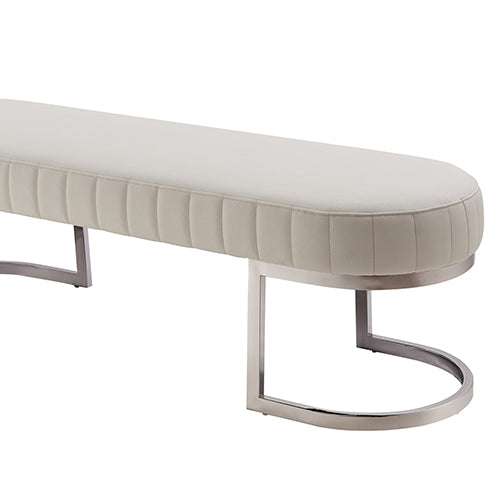 Hilda Bench Chair Air Leather Padded Upholstered Seat Polished Stainle