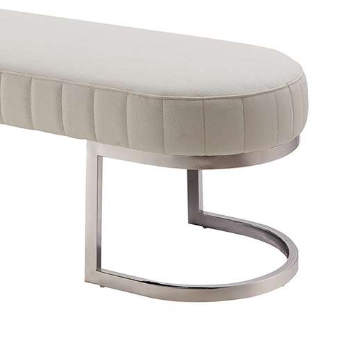 Hilda Bench Chair Air Leather Padded Upholstered Seat Polished Stainle