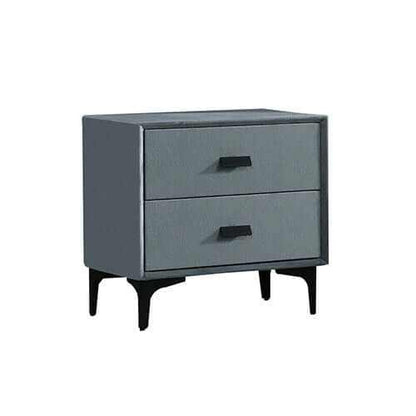 Estella Bedside Table MDF Construction Fabric Upholstery Iron Feet