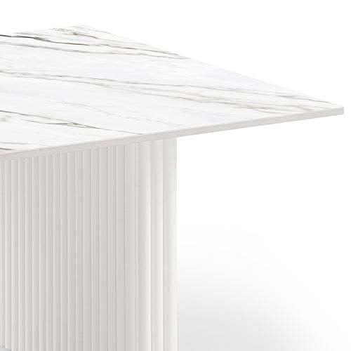 Coffee Table Sintered Stone Top MDF Table Base Glossy White