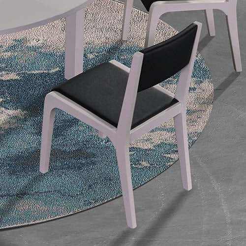 2x Wooden Kitchen Chairs Frame Black Leatherette Medium High Backrest