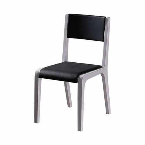2x Wooden Kitchen Chairs Frame Black Leatherette Medium High Backrest