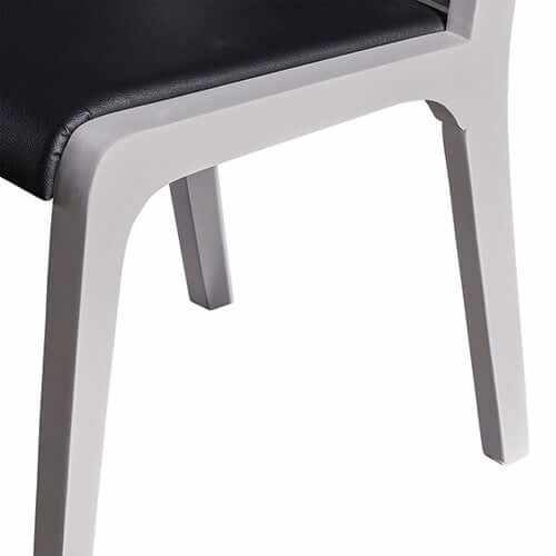 2x Wooden Kitchen Chairs Frame Black Leatherette Medium High Backrest