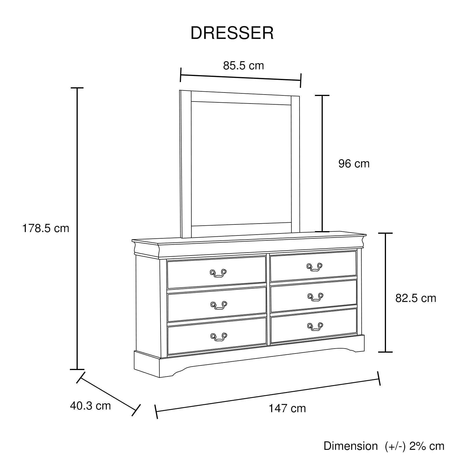 Spencer Solid Wood White Dresser with 6 Drawers