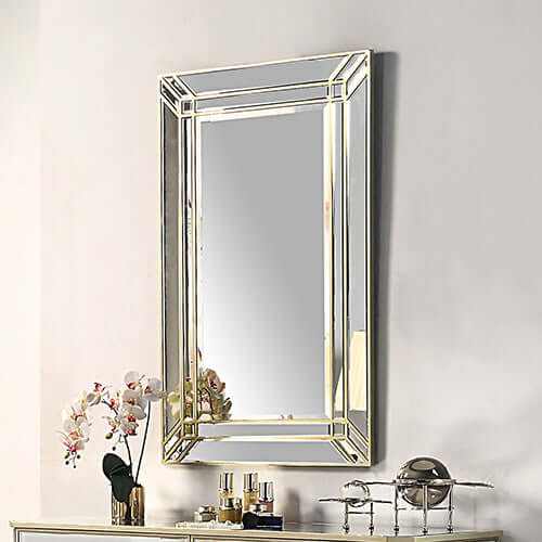 Wall Mirror MDF Construction Rectangular Shape Silver Colour