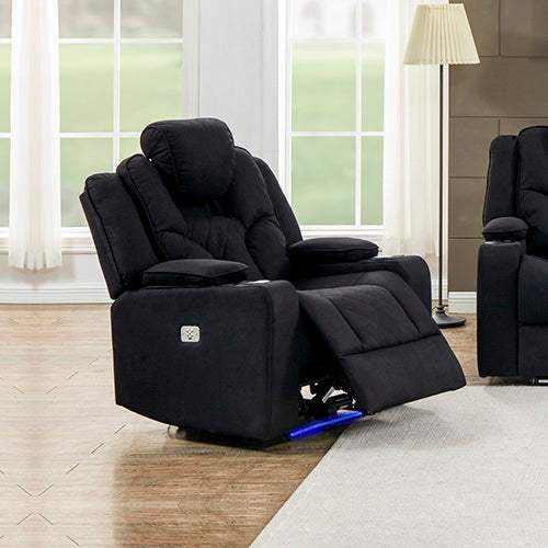 3+2+1 Seater Electric Recliner Black Lounge Armchair with LED Features