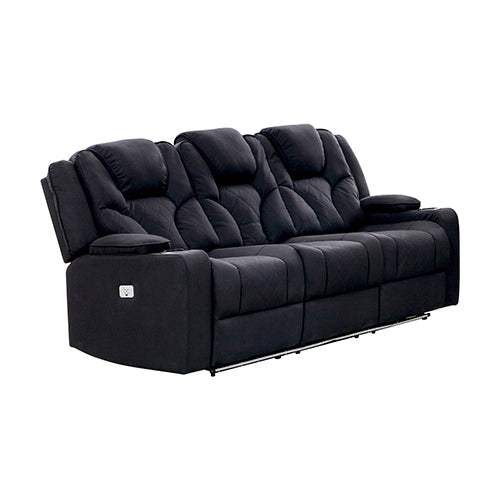 3+2+1 Seater Electric Recliner Black Lounge Armchair with LED Features