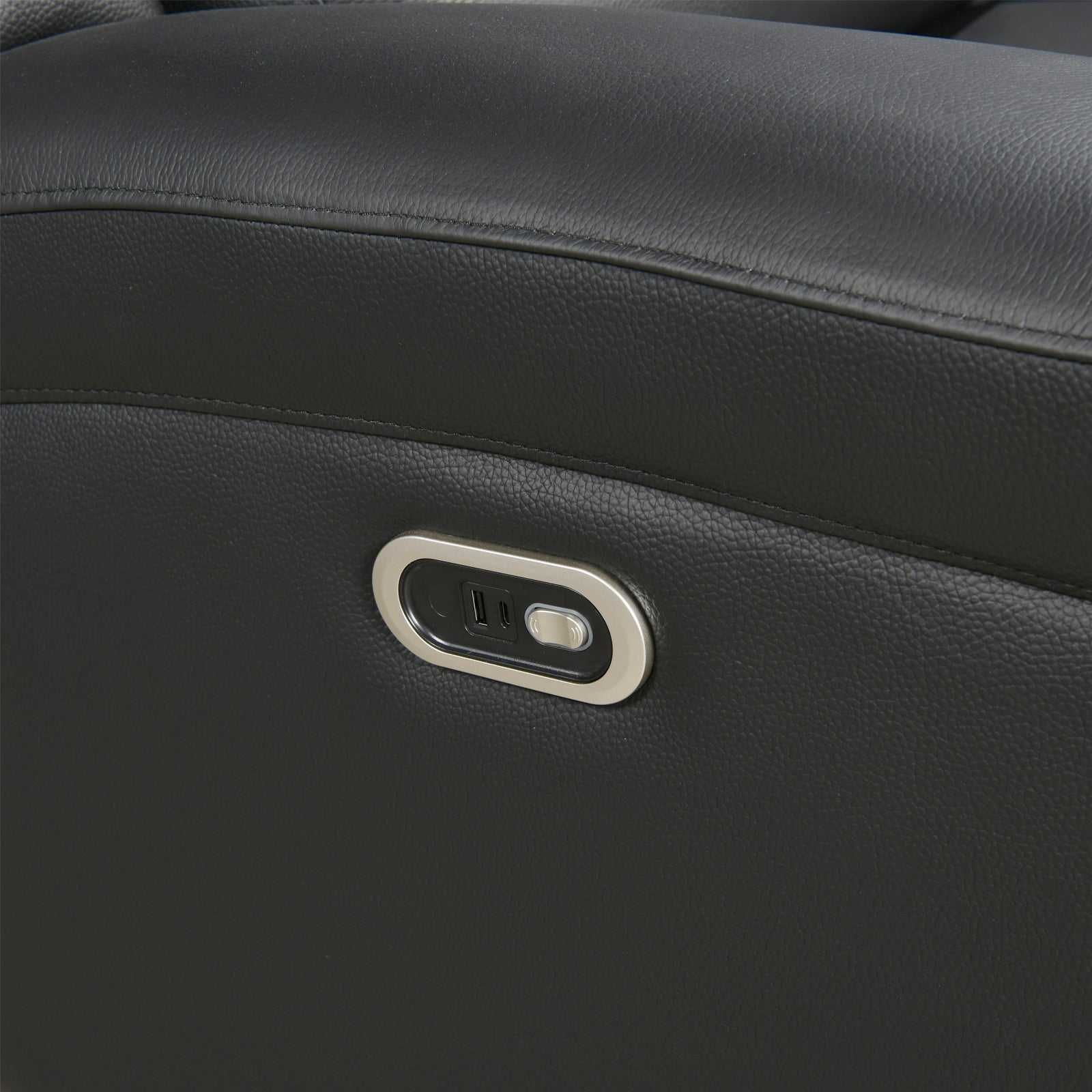 3-2 Seater Electric Leather/PVC Black Recliner Set